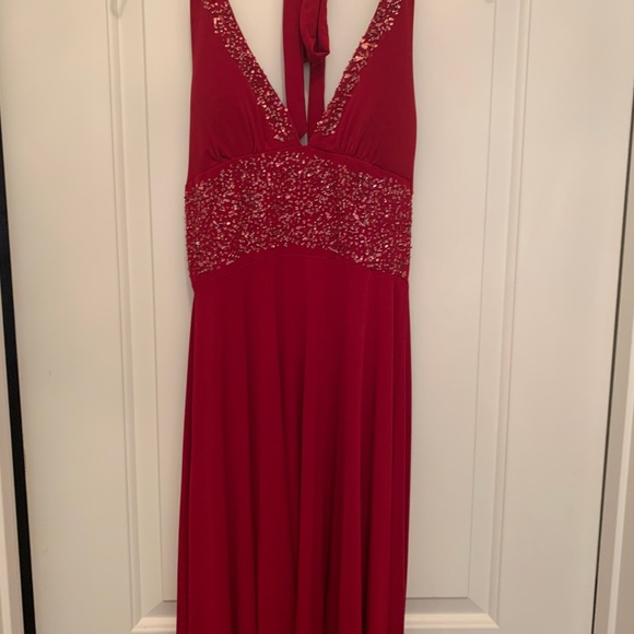 XOXO Dresses Xoxo Red Sparkly Halter Dress Poshmark